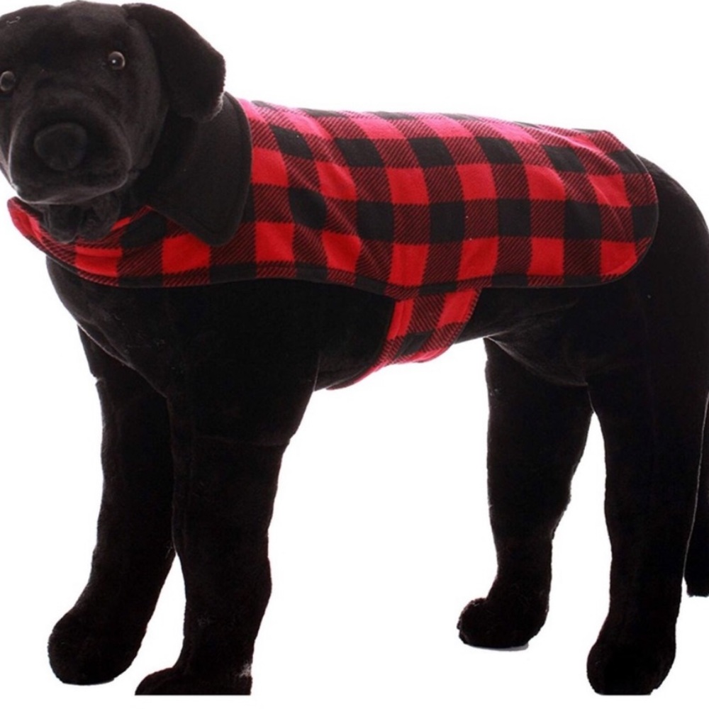FollowMe Dog Coat Red & Black Plaid Size Medium